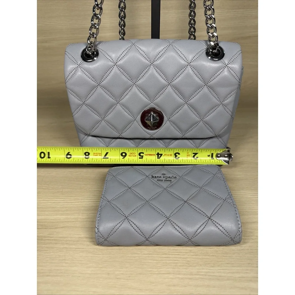 kate Spade Natalia Quilted Medium Chain Leather Shoulder Bag‎ And Wallet Brushed